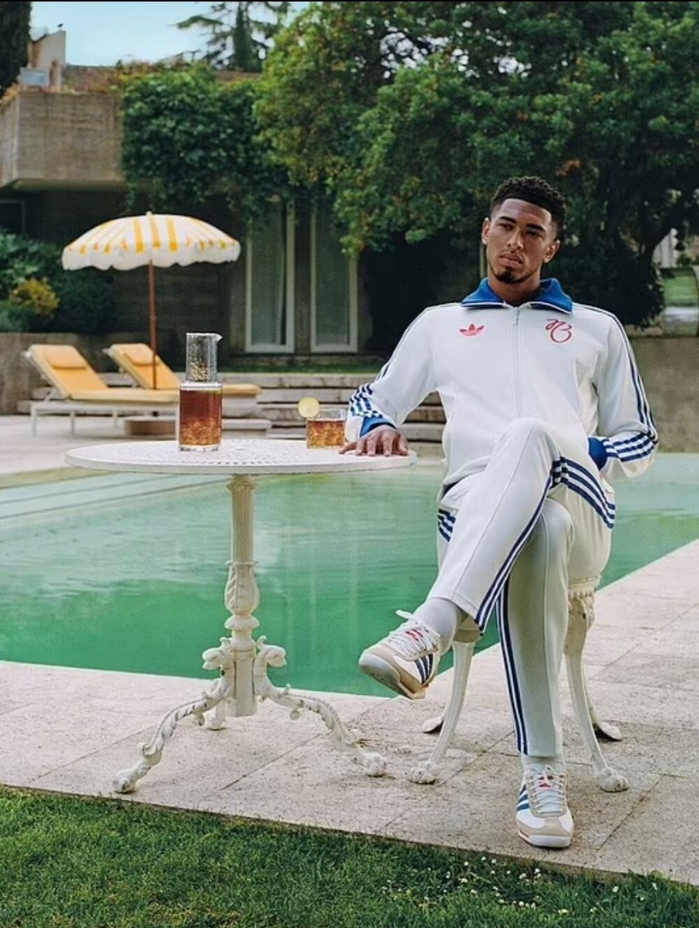 Adidas Originals Jude Bellingham Tracksuit 2pc White Blue-Red Accents Sz Large